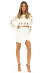 BECKET HOLED CROP SWEATER - White - Haute & Rebellious