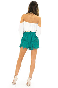 CATHERINE CROCHET DETAIL SHORTS - Green - Haute & Rebellious