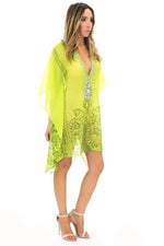 NIAMBI EMBELLISHED BEACH COVER UP TOP - Lime - Haute & Rebellious