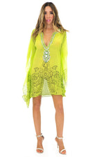 NIAMBI EMBELLISHED BEACH COVER UP TOP - Lime - Haute & Rebellious