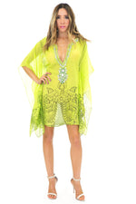 NIAMBI EMBELLISHED BEACH COVER UP TOP - Lime - Haute & Rebellious