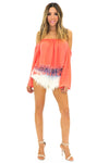 LACE FRINGE BELL SLEEVE TOP - Coral - Haute & Rebellious