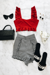 Ruffle Crop Top - Red