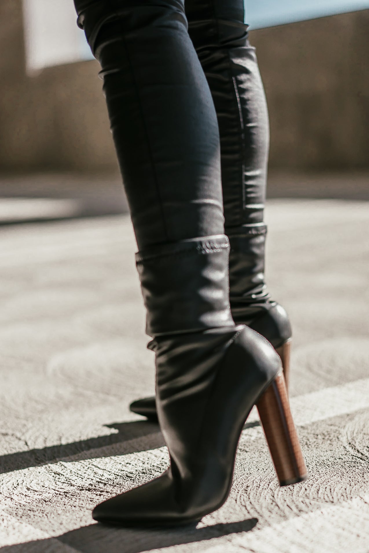 Leather Pointy Sock Boots Black Haute Rebellious