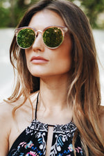 Road Ahead Reflective Sunglasses - Tan/Green - Haute & Rebellious