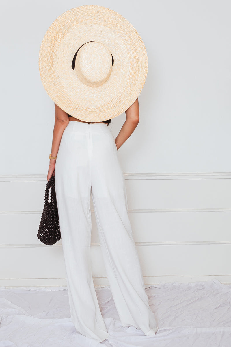 Linen Wide Leg Pant with Tie Waist