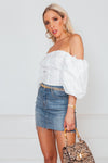 Button-Up Off Shoulder Top - White