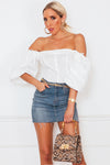 Button-Up Off Shoulder Top - White