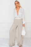 Crocodile Skin Belt with Gold Buckle - White