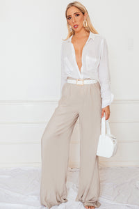 Crocodile Skin Belt with Gold Buckle - White