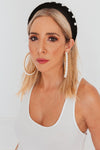 Beaded Pearl Velvet Headband - Black