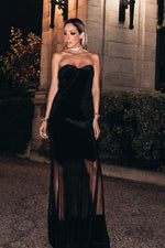 Velvet Nights Strapless Maxi Dress