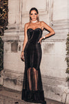 Velvet Nights Strapless Maxi Dress
