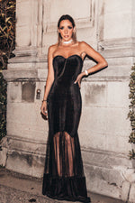 Velvet Nights Strapless Maxi Dress