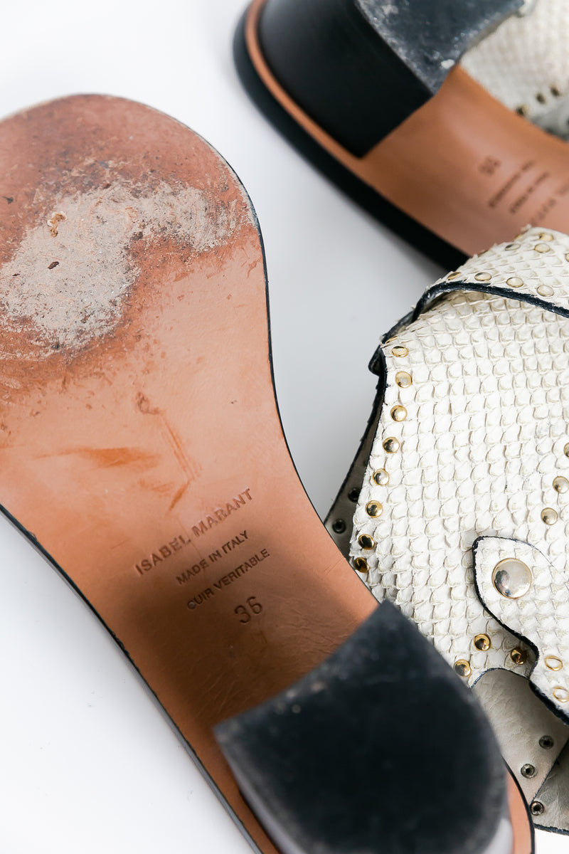 Isabel Marant Jaeryn Studded Snake Effect Leather Sandal Authentic