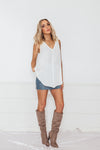 Sleeveless Chiffon Top - White