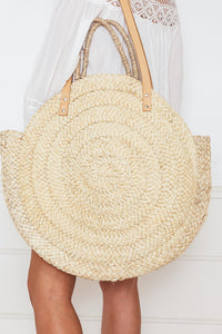 Large Round Basket  Bag - Natural