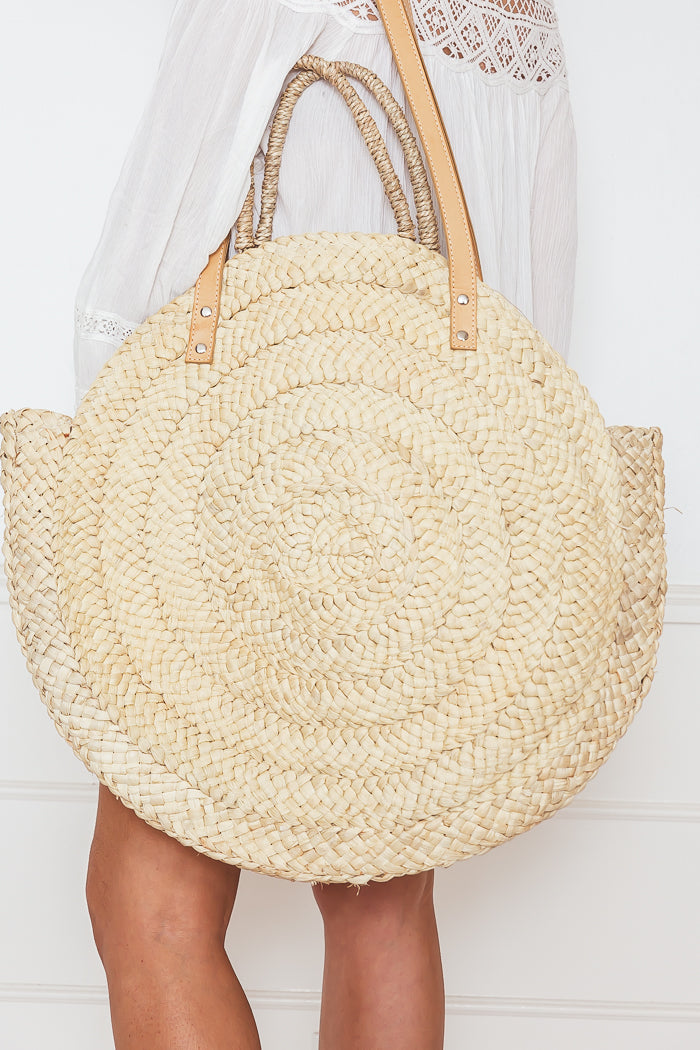 Large Circle Straw Tote Bag