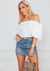 Button-Up Off Shoulder Top - White