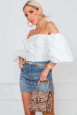Button-Up Off Shoulder Top - White