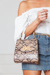 Snake Skin Small Bag with Bamboo Handle