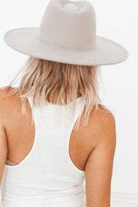 Suede Flat Brim Hat - Grey