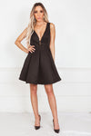 A-lined Sleeveless Mini Dress - Black