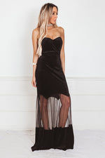 Velvet Nights Strapless Maxi Dress