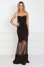 Velvet Nights Strapless Maxi Dress