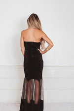 Velvet Nights Strapless Maxi Dress