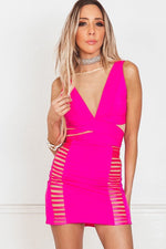 Neon Mini Dress with Mesh Contrast