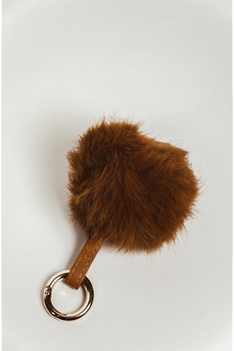 Faux Fur Pom Key Chain - Brown
