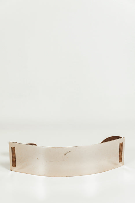 Oversize Gold Plated Belt - Brown