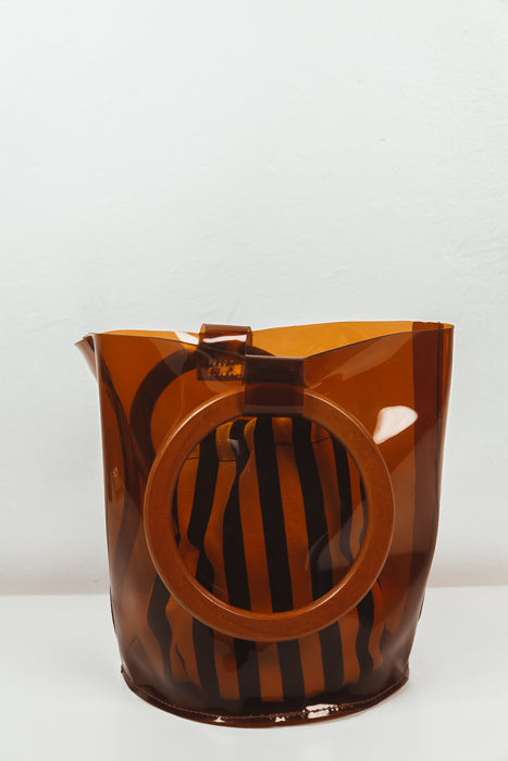 See-Through Brown Bucket Bag