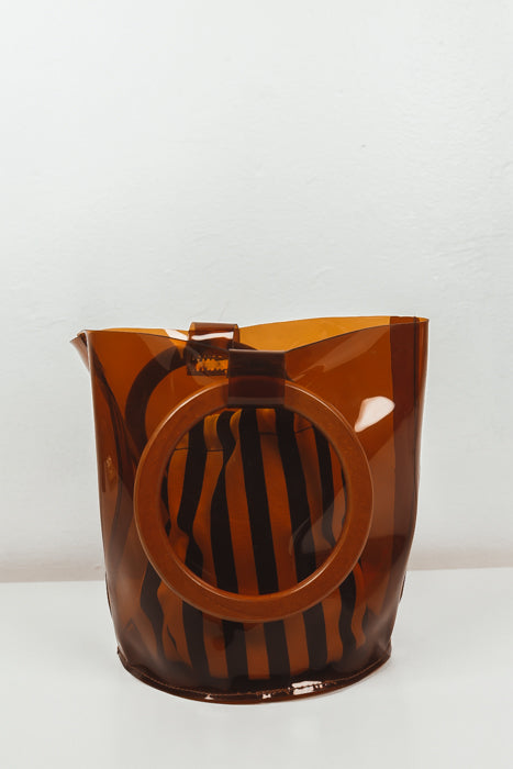 See-Through Brown Bucket Bag