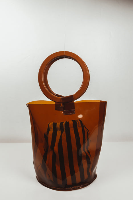 See-Through Brown Bucket Bag