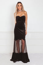 Velvet Nights Strapless Maxi Dress