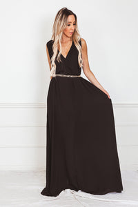 Elegant Sleeveless Maxi Dress - Black