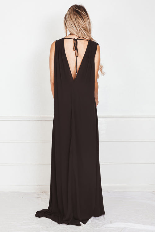 Elegant Sleeveless Maxi Dress - Black