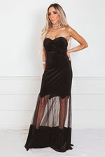 Velvet Nights Strapless Maxi Dress