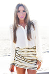 HEART & SOUL SEQUIN SKIRT - Beige/Gold - Haute & Rebellious
