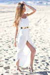 Lana Draped Slit Maxi Dress - White - Haute & Rebellious