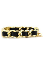 BRAIDED CHAIN LINKED ID BRACELET - Black/Gold - Haute & Rebellious
