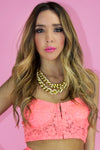 SCALLOP LACE SHORTS - Neon Peach (Final Sale) - Haute & Rebellious