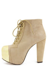 GOLD PLATED PLATFORM BOOTS - Beige/Gold - Haute & Rebellious