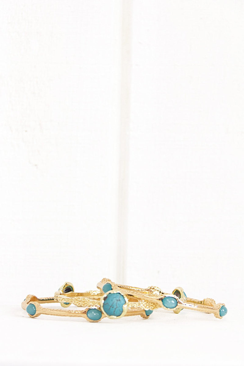 Bella Turq Stone Bangle Set - Gold - Haute & Rebellious