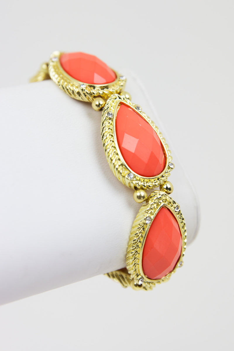 OVAL PASTEL STONE BRACELET - Peach - Haute & Rebellious