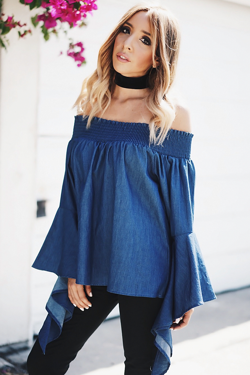 I Can Be There Off-the-Shoulder Top - Dark Blue