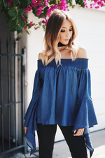 I Can Be There Off-the-Shoulder Top - Dark Blue