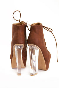 CLEAR HEEL BOOT - Cognac (Final Sale) - Haute & Rebellious